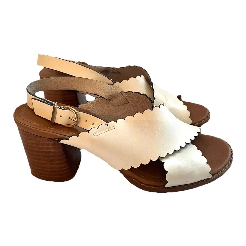Faryl Robin Shoes Heels Sz 7 Sandals White Leather Cottagecore